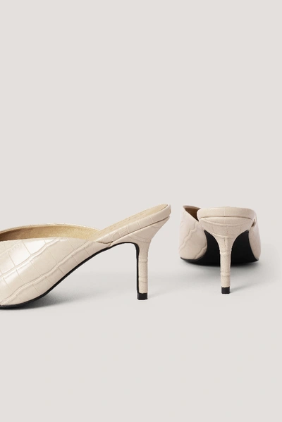 Shop Na-kd Pointy V-cut Mules Beige In Nude