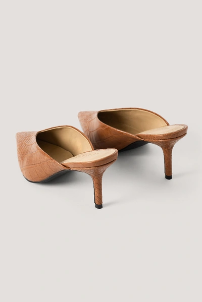 Shop Na-kd Pointy V-cut Mules - Brown In Cognac