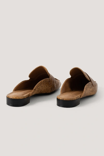 Shop Na-kd Reptile Slip In Loafers Brown In Camel