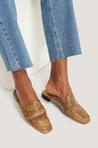 Shop Na-kd Reptile Slip In Loafers Brown In Camel