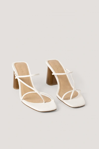 Shop Na-kd Fine Strappy Block Heel Sandals - White In Offwhite
