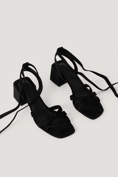 Shop Na-kd Faux Suede Ankle Strap Heels - Black