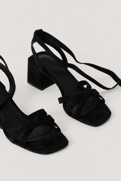 Shop Na-kd Faux Suede Ankle Strap Heels - Black