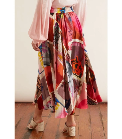 Zimmermann Wavelength Swing Skirt In Pink Poster Print | ModeSens