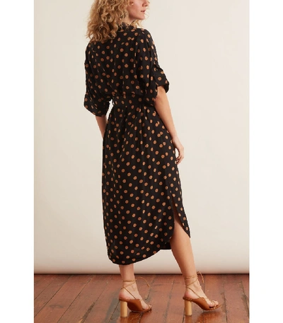 Shop Zimmermann Silk Utility Midi Dress In Black/tan Dot In Multi