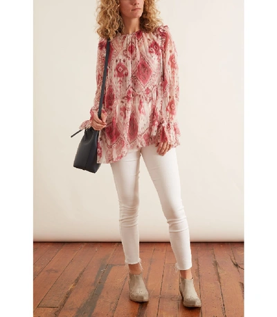 Shop Zimmermann Wavelength Asymmetric Blouse In Raspberry Ikat In Multi