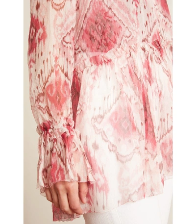 Shop Zimmermann Wavelength Asymmetric Blouse In Raspberry Ikat In Multi