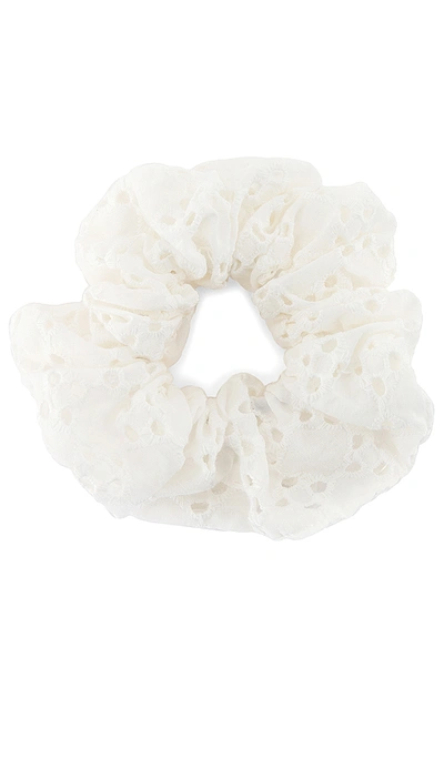 Shop Lele Sadoughi Oversized Scrunchie In White Eyelet