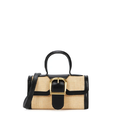 Shop Rylan 3.16 Mini Leather And Raffia Top Handle Bag In Black