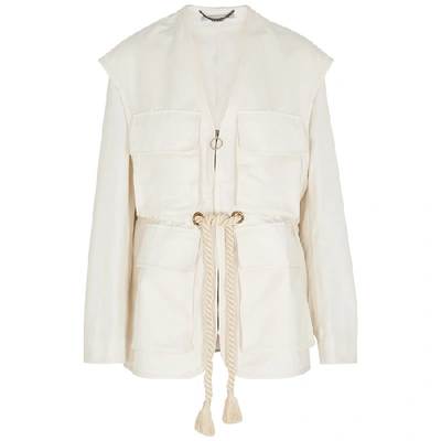 Shop Stella Mccartney Ania Off-white Satin-twill Jacket In Cream