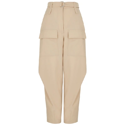 Shop Stella Mccartney Adaline Sand Tapered Wool Trousers In Natural