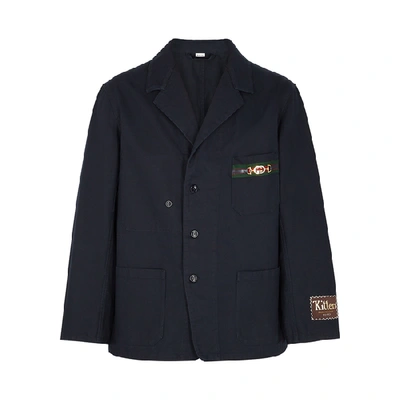 Shop Gucci Navy Cotton-twill Jacket