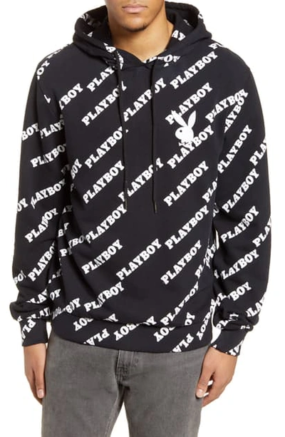 Shop Elevenparis Lapla Playboy Graphic Hooded Sweatshirt In Black
