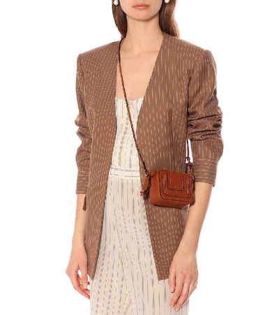 Shop Chloé Marcie Mini Leather Crossbody Bag In Brown