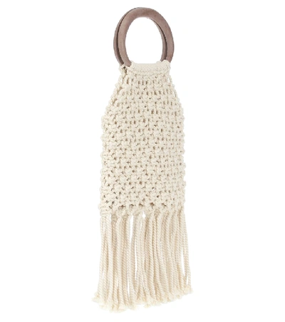 Shop Nanushka Maeve Crocheted Cotton Tote In White