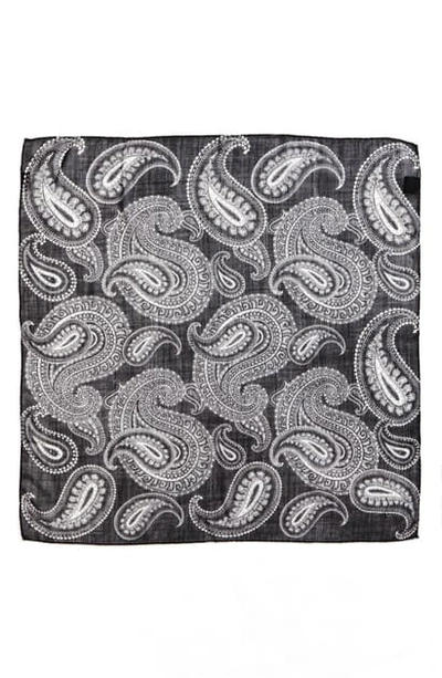 Shop Saint Laurent Bandana Paisley Wool Scarf In Black/ Ivory