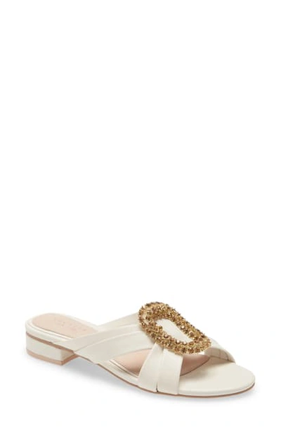 Shop Cecelia New York Paradise Embellished Slide Sandal In Alabaster Leather