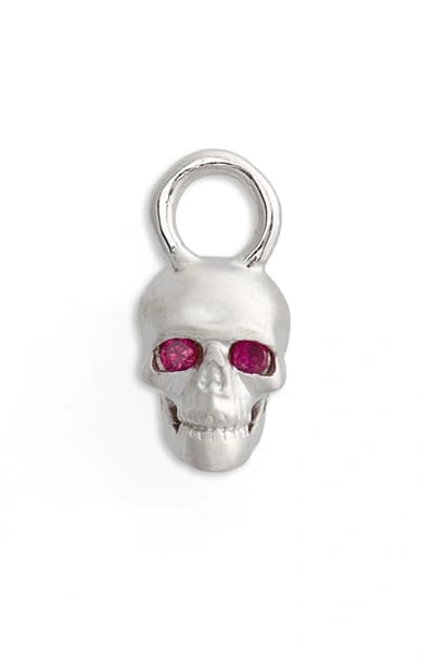 Shop Maria Tash Skull Charm With Ruby Eyes In White Gold