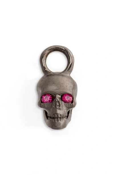 Shop Maria Tash Skull Charm With Ruby Eyes In Black Gold