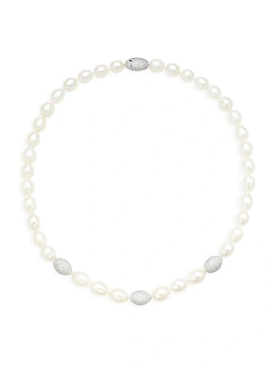 Shop Adriana Orsini 10mm Oval Freshwater Pearl & Crystal Collar Necklace/19"