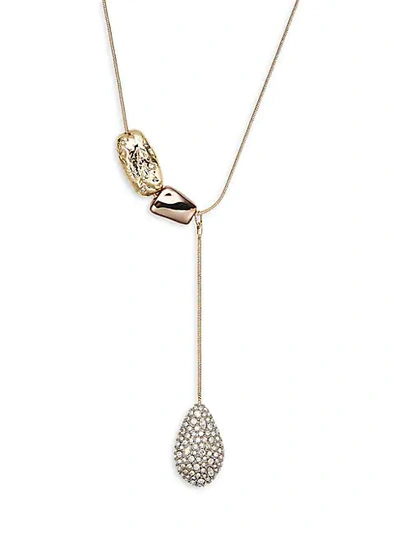 Shop Alexis Bittar Gold & Rose Goldplated Crystal Lariat Teardrop Pendant Necklace