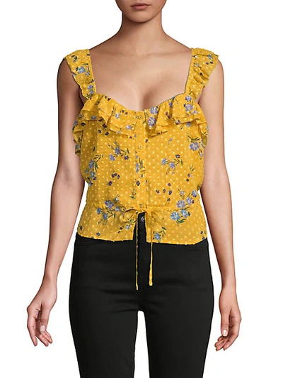 Shop Astr Floral-print Ruffled Top In Marigold
