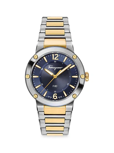 Shop Ferragamo F-80 Two-tone Stainless Steel Bracelet Watch
