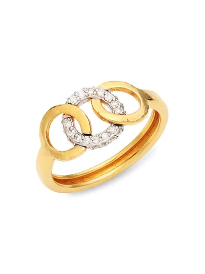 Shop Gurhan 24k Yellow Gold, 18k White Gold & Pav&eacute; Diamond Interlocking Ring