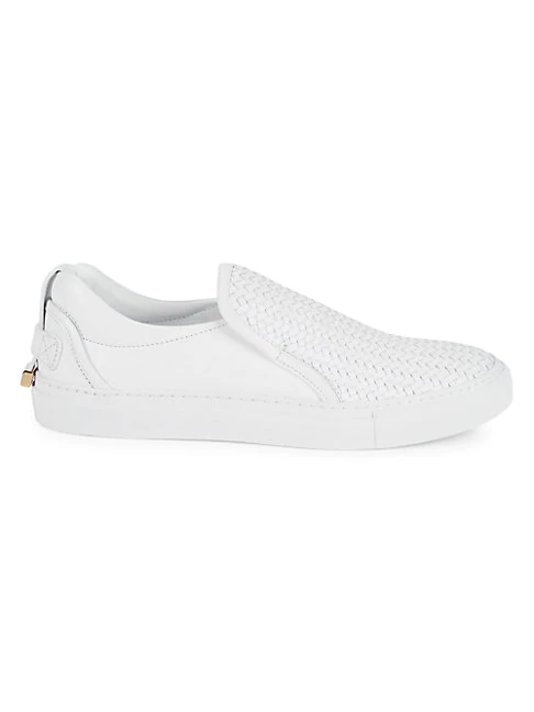 Buscemi Leather Weave Slip-on Sneakers 