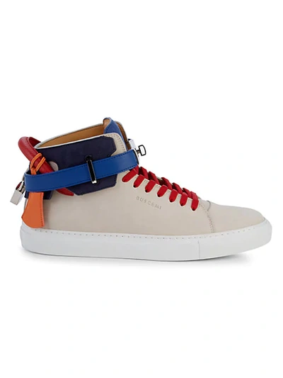 Shop Buscemi Men's Tutti Frutti Colorblock Leather High-top Sneakers In Tutti Fruiti
