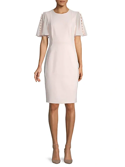 Shop Calvin Klein Button-sleeve Sheath Dress In Blossom