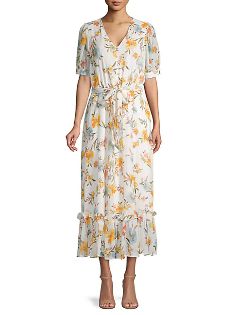 calvin klein floral chiffon dress