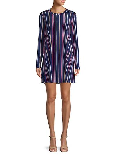 Shop Bcbgeneration Striped Long-sleeve A-line Dress In Multi