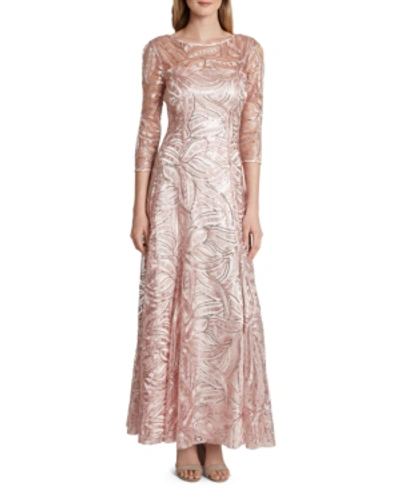 Shop Tahari Asl Embellished Sequin Gown In Petal Pink