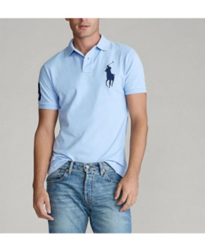 Shop Polo Ralph Lauren Men's Big Pony Custom Slim-fit Mesh Polo Shirt In Austin Blue