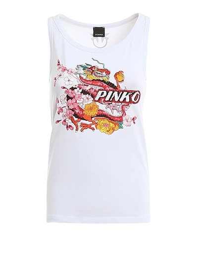 Shop Pinko Garo Tank Top In Bianco Brill.