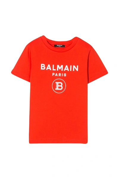 Shop Balmain Kids Printed T-shirt In Arancio