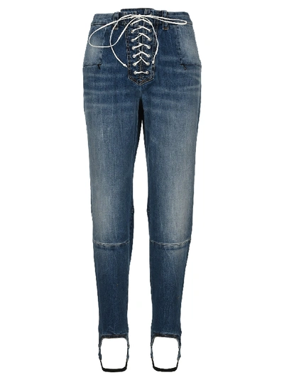 Shop Ben Taverniti Unravel Project Unravel Laced Stirrup-hem Jeans In Light Blue