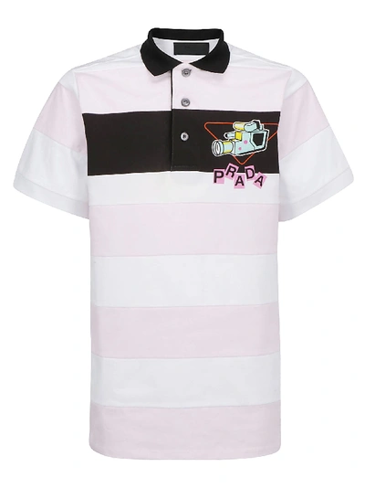 Shop Prada Polo Shirt In Bianco+rosa