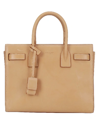 Shop Saint Laurent Sac De Jour Baby Handbag In Vintage Brown Gold