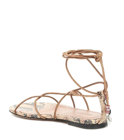 Shop Isabel Marant Jindia Beaded Suede Sandals In Brown