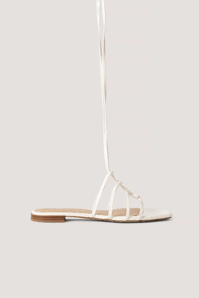 Shop Na-kd Crossed Straps Flats - Offwhite