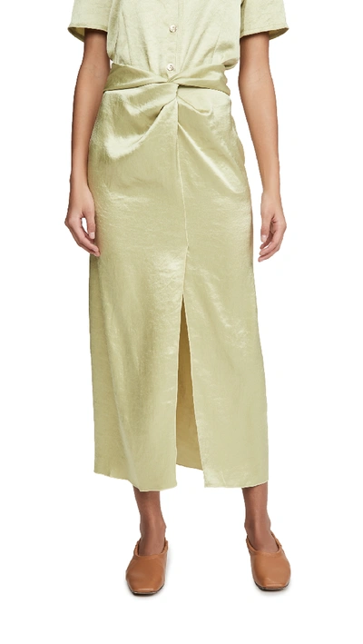 Shop Nanushka Samara Satin Skirt In Lime