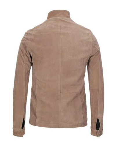 Shop Aglini Leather Jacket In Brown