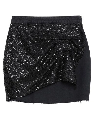 Pinko Sequined-front Denim Mini Skirt In Black