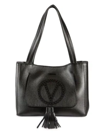 Shop Valentino By Mario Valentino Estelle Studded Pebbled-leather Tote In Black