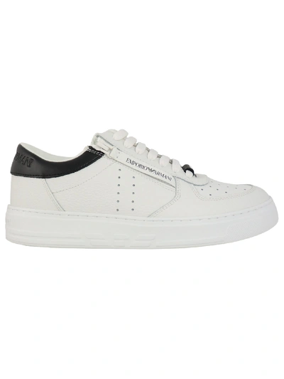 Shop Emporio Armani Leather Sneaker In White