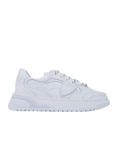 Philippe Model Womans White Leather Sneakers In White