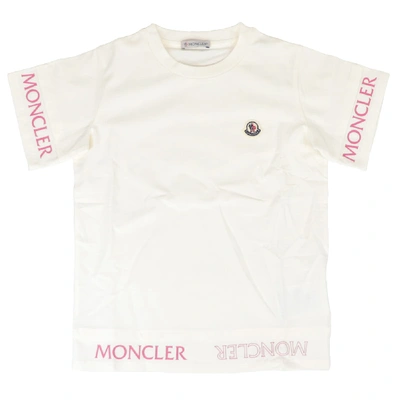 Shop Moncler Cotton Stretch T-shirt In Cream