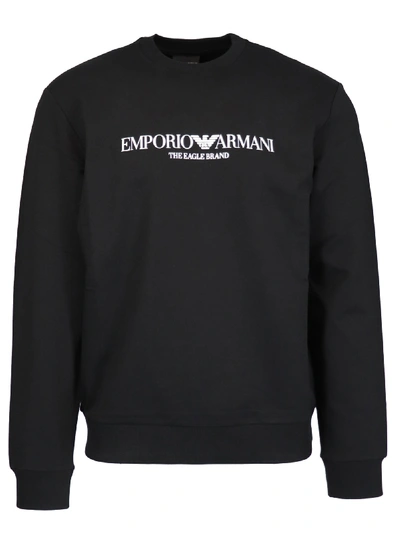 Shop Emporio Armani Cotton Stretch Sweatshirt In Black